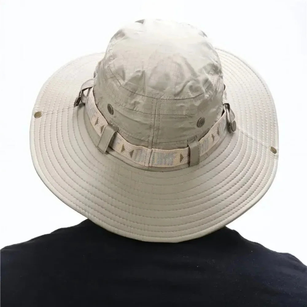 1pc bucket hat Summer Men UV Protection Hiking Beach Sunscreen Cap Bucket Hats Summer Hunting Hat Mesh Fisherman Safari Hat ﻿