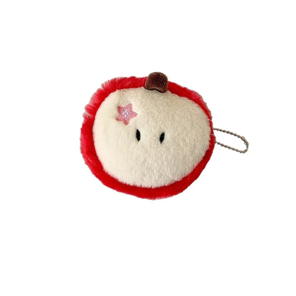 Cute Apple Shape Plush Bag Creative Cartoon Pendant Mini Storage Bag for Students Earphone Data Cable Organizer