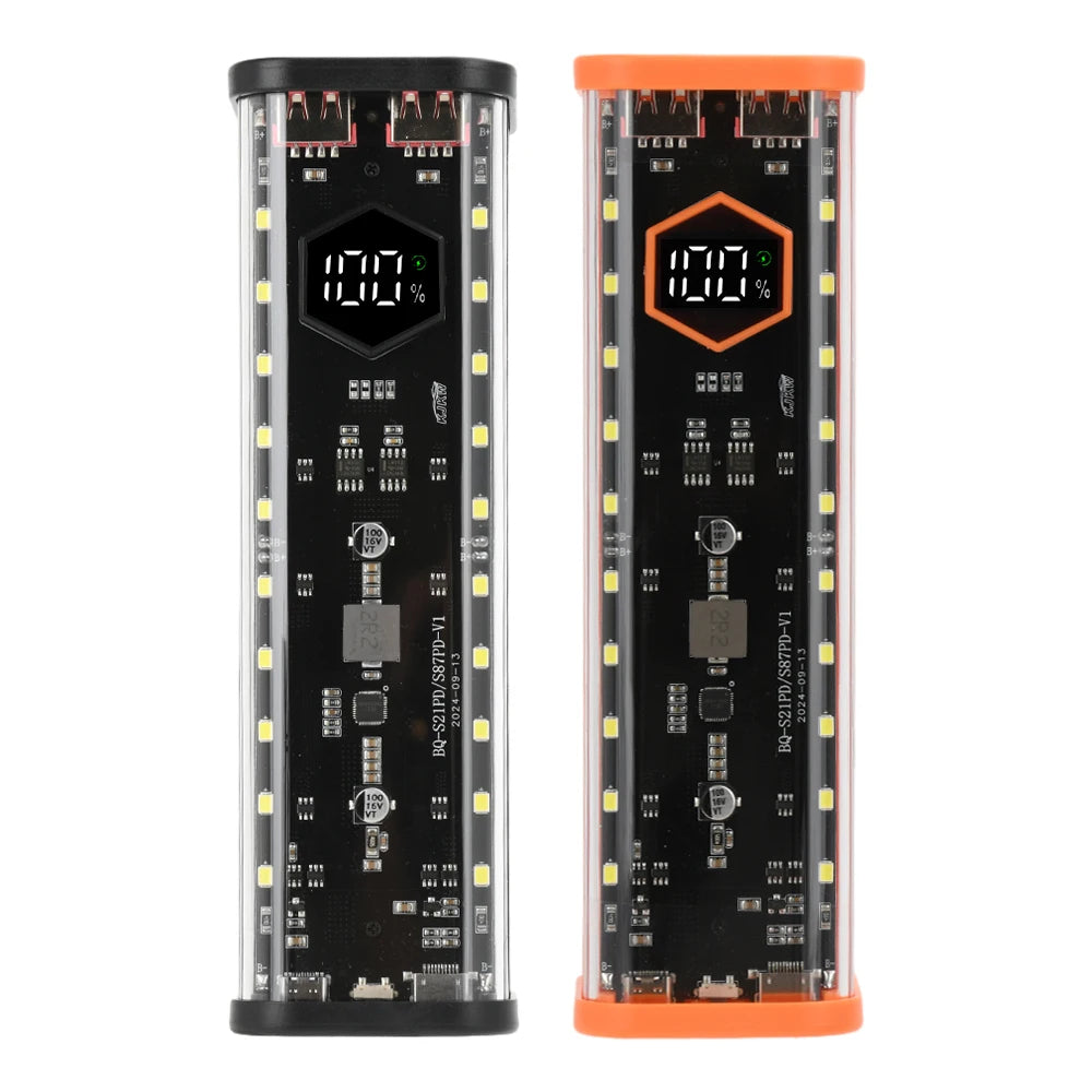 8 Slots 21700 Battery Case DIY Kit Mecha Transparent Quick Charge Flash Charger Battery Case Kit Power Bank Box Type C
