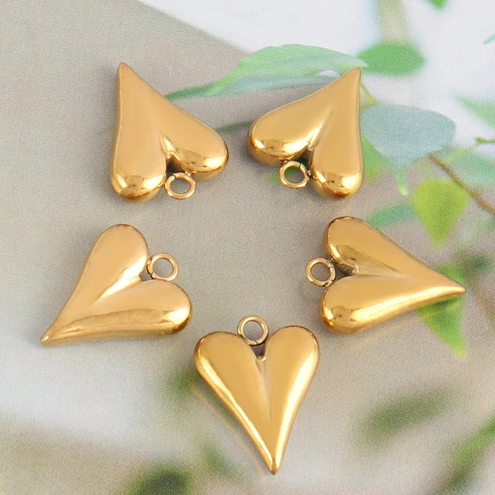 5pcs Stainless Steel Charms Heart Charms for Jewelry Making Heart Shaped Pendant Handmade Bracelets Earrings Diy Accessories