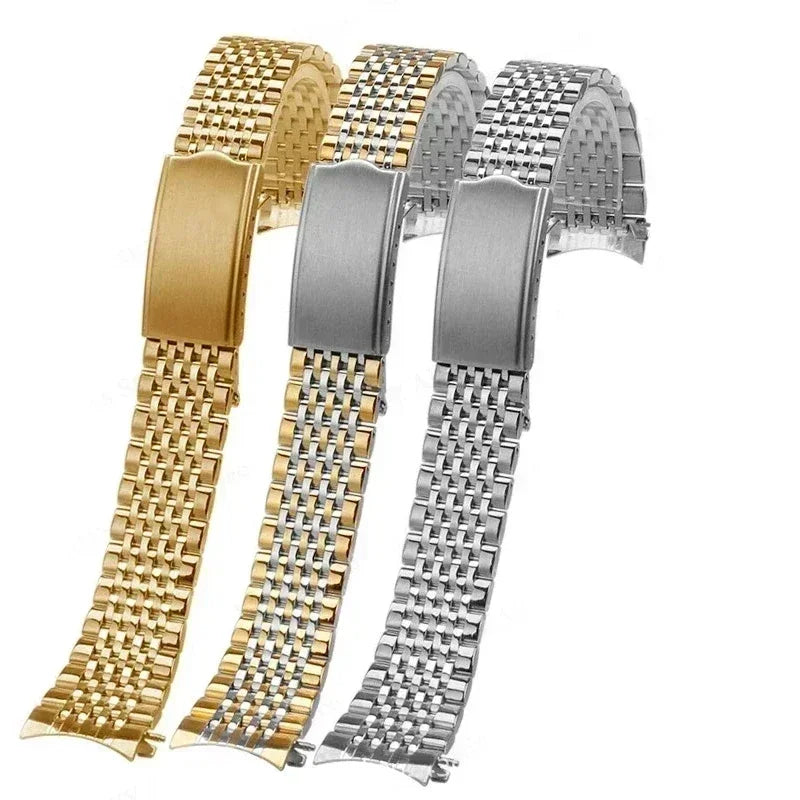 Curved End Stainless Steel Bracelet for Omega Replacement Wristband for Seamaster 18mm 19mm 20mm Men Women Watch Strap Accessory