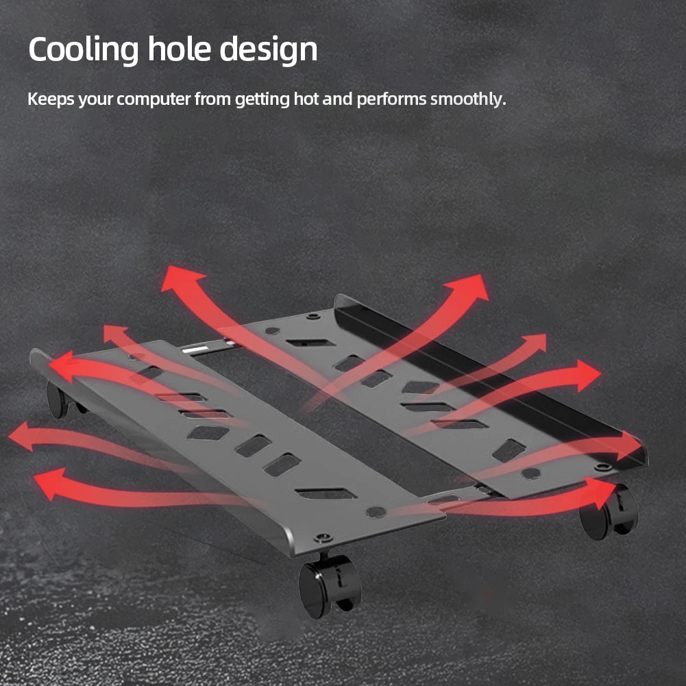 Heavy-Duty PC Tower Stand with Caster Wheels Adjustable PC Tower CPU Holder Steel Desktop Stand PC Riser Office Desk Accessories