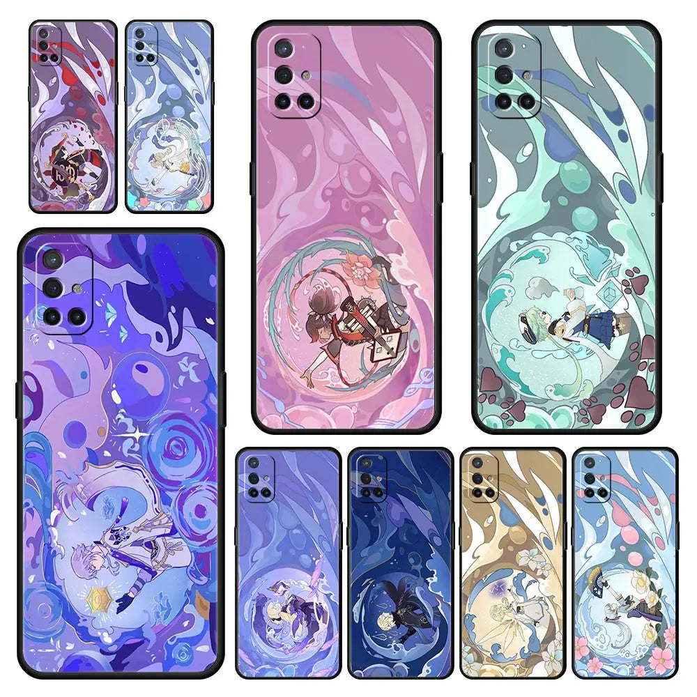 Genshin Impact Cartoon Logo Phone Case For OnePlus 10 9 Pro 9T 10R 9R 9RT 8T 8 7 6T 7T Nord 2T CE 2 5G N200 N10 N100 Black Cover