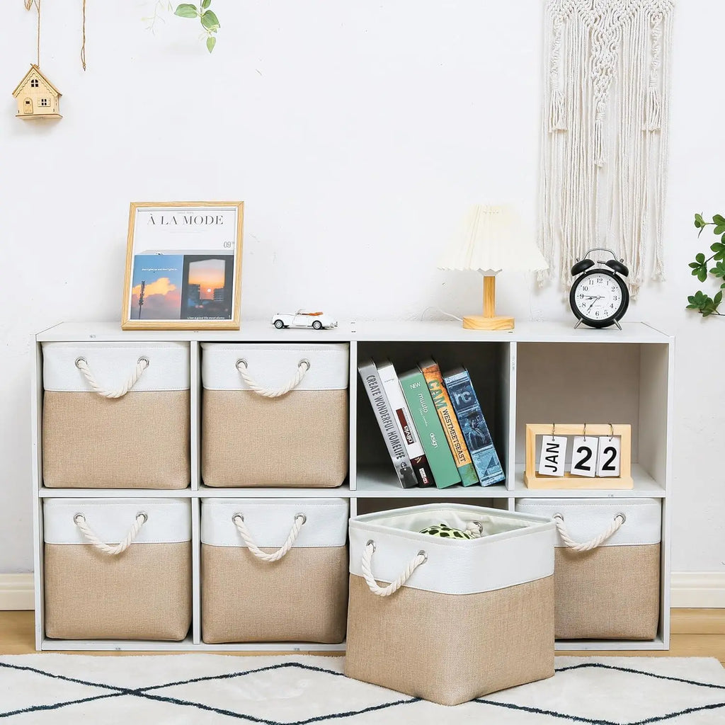 Household Goods Miscellaneous Sorting Basket Splicing Linen Fabric Storage Basket Miscellaneous Toy Storage Box