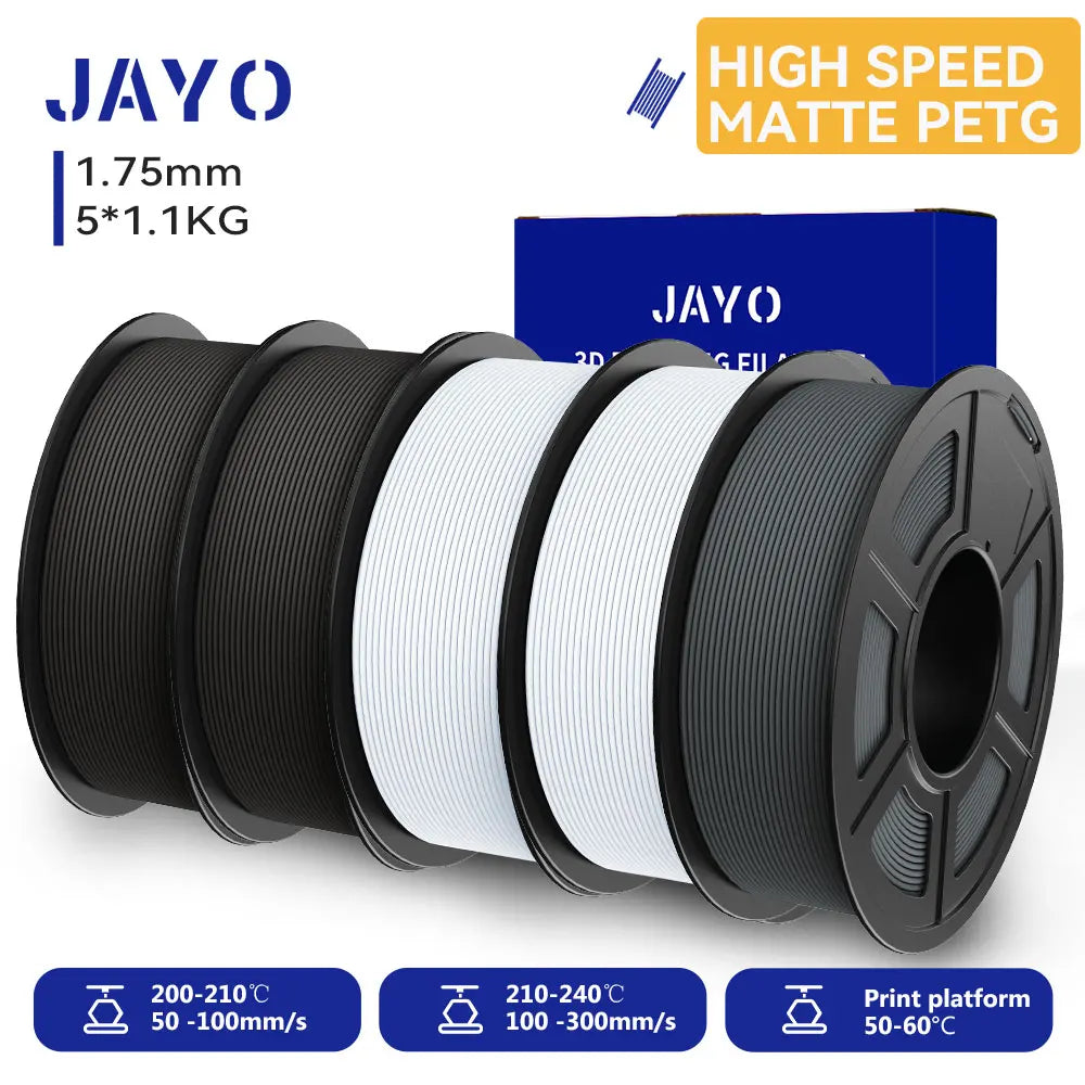 JAYO 5Rolls 3D High Speed Marble PLA/HS Matte PETG/HS PLA Filament 600mm/s High Speed 3D Printer Non-toxic Filament 1.1KG/roll