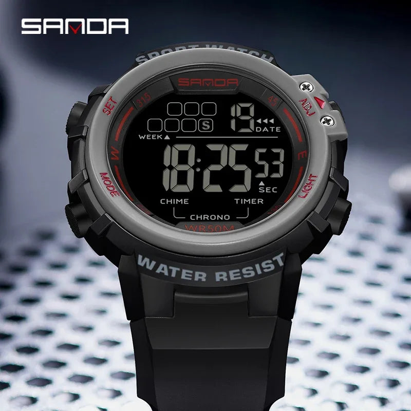 SANDA 2140 Watches Alarm Clock Chrono 5Bar Waterproof Digital Watch reloj hombre New Fashion Outdoor Sport Men Multifunction