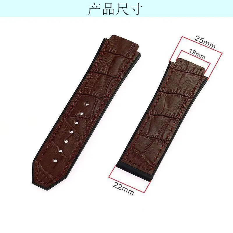 Watch Band 19mm*25mm High quality Genuine leather strap for Hublot series fashion business 22mm clasp ladies rubber sports strap
