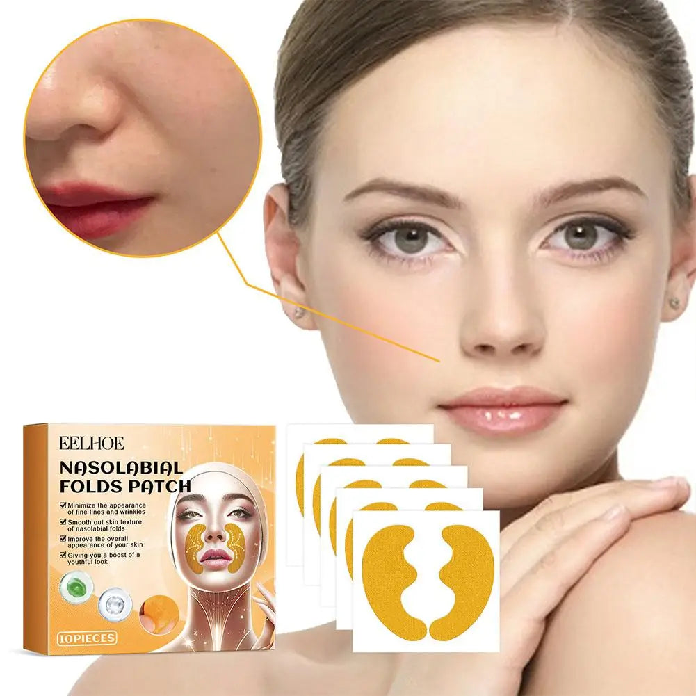 10pcs/box Forehead Wrinkle Patch Lightening Forehead Wrinkle Gel Patch Hydrolyzed Collagen Firming Mask Facial Skincare Stickers