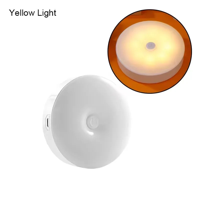 Mini LED Touch Sensor Night Lights USB Rechargeable Kitchen Bedroom Magnetic Base Wall Light Round Portable Dimming Night Lamp