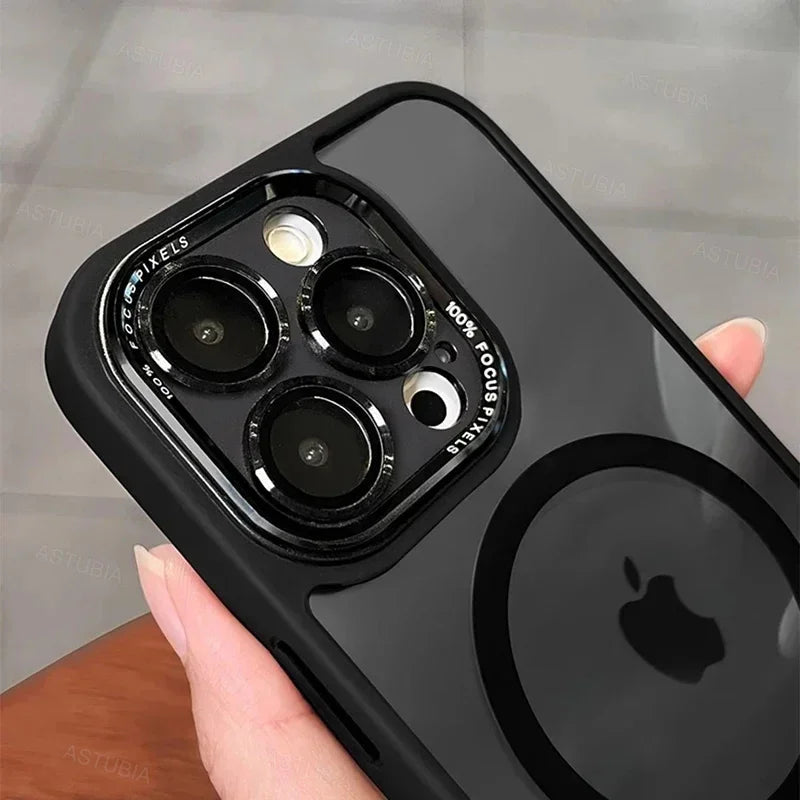 Magnetic Metal Lens Bumper Protection Case For iPhone 17 16 15 14 13 12 11 Pro Max Wireless Charger Hard Cover For Magsafe Funda