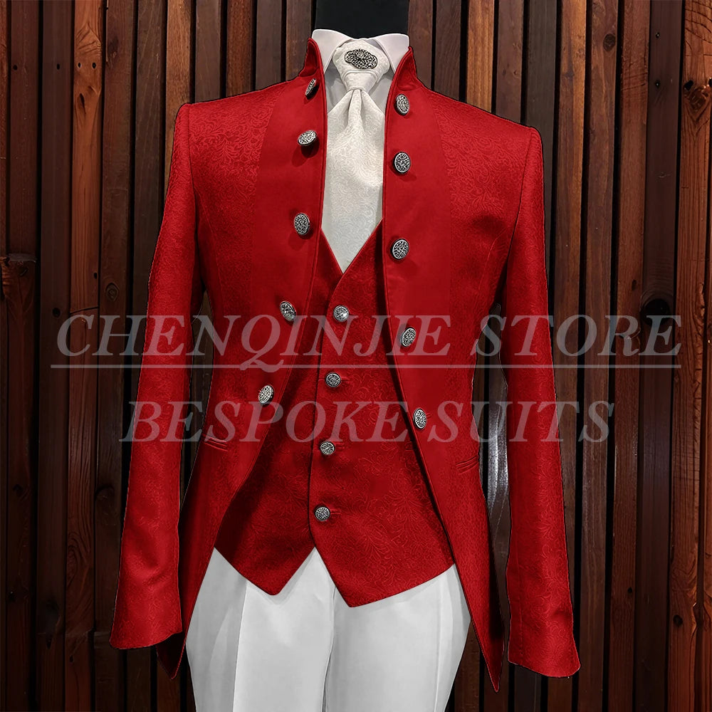 Formal Jacquard Men's Suits Elegant Wedding 3 Piece Jacket Pants Vest Blazer High Quality Full Sets Costume Homme Blazer 2025