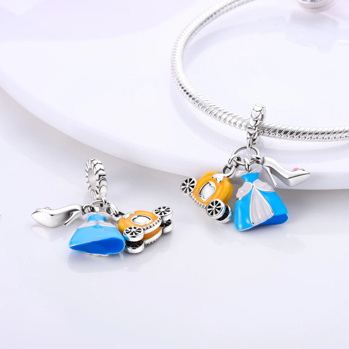 925 Silver Lipstick High Heels Charms For Lady Pendant Fit Original Bracelet DIY Ornament