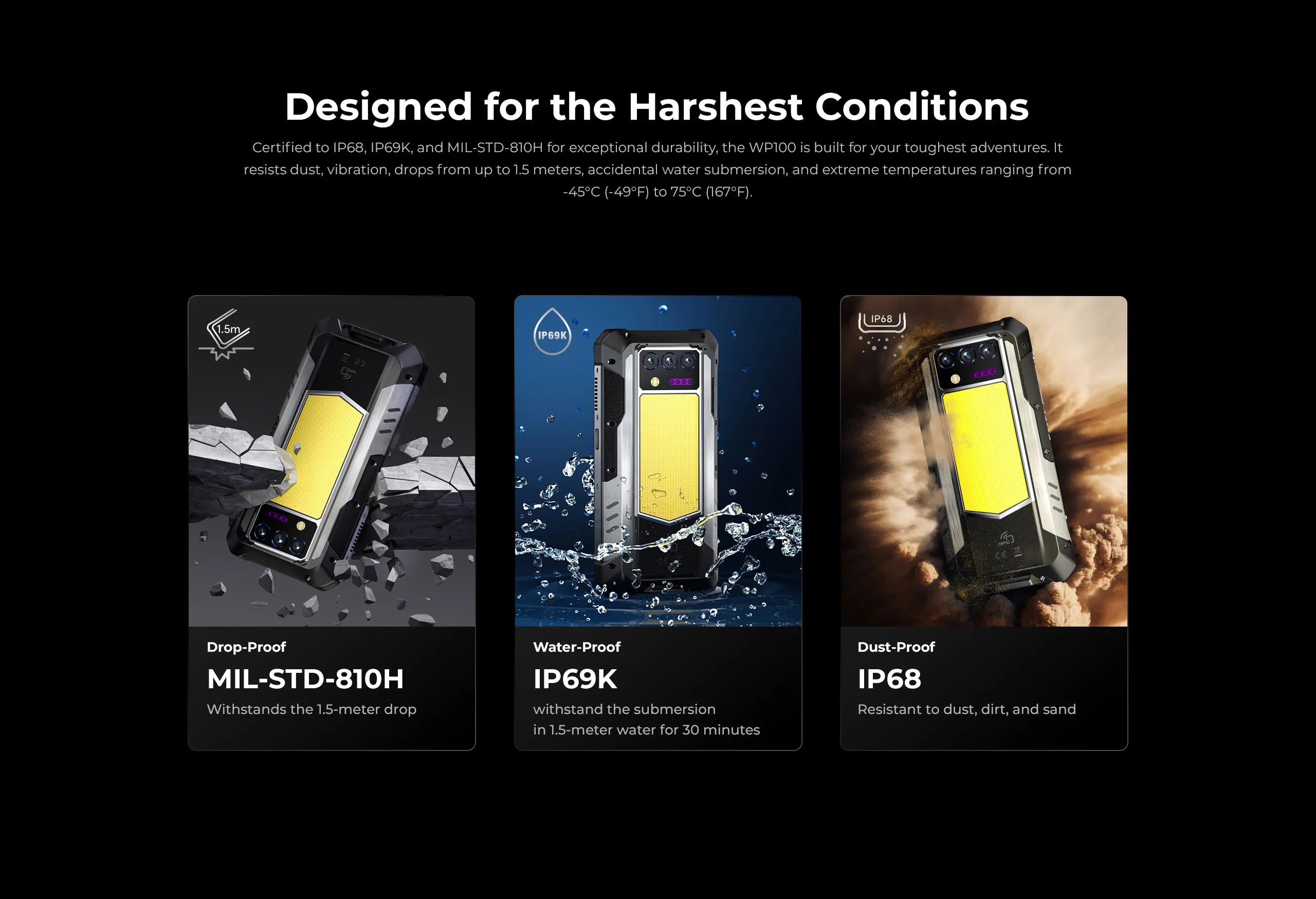 OUKITEL WP100 Rugged Phone - 33000mAh, Laser Rangefinder, Camping Light, 200MP, 36GB+512GB, 6.8" FHD+, NFC GPS 5G Smartphone
