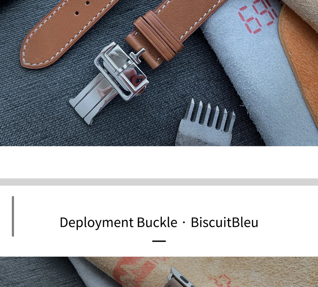 Kebitt High Quality Iwatch Ultra3 Genuine Leather Band Deployment Buckle Strap For Apple Watch Series11 10 9 8 7 Se 3 46 45 49mm