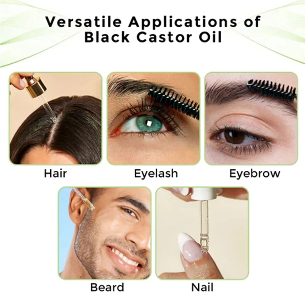 OUHOE Black Castor Oil 100% Organic Moisturize Hair Growth Serum Prevent Hair Loss Soft Bright Dense Hair Care Essential Oil