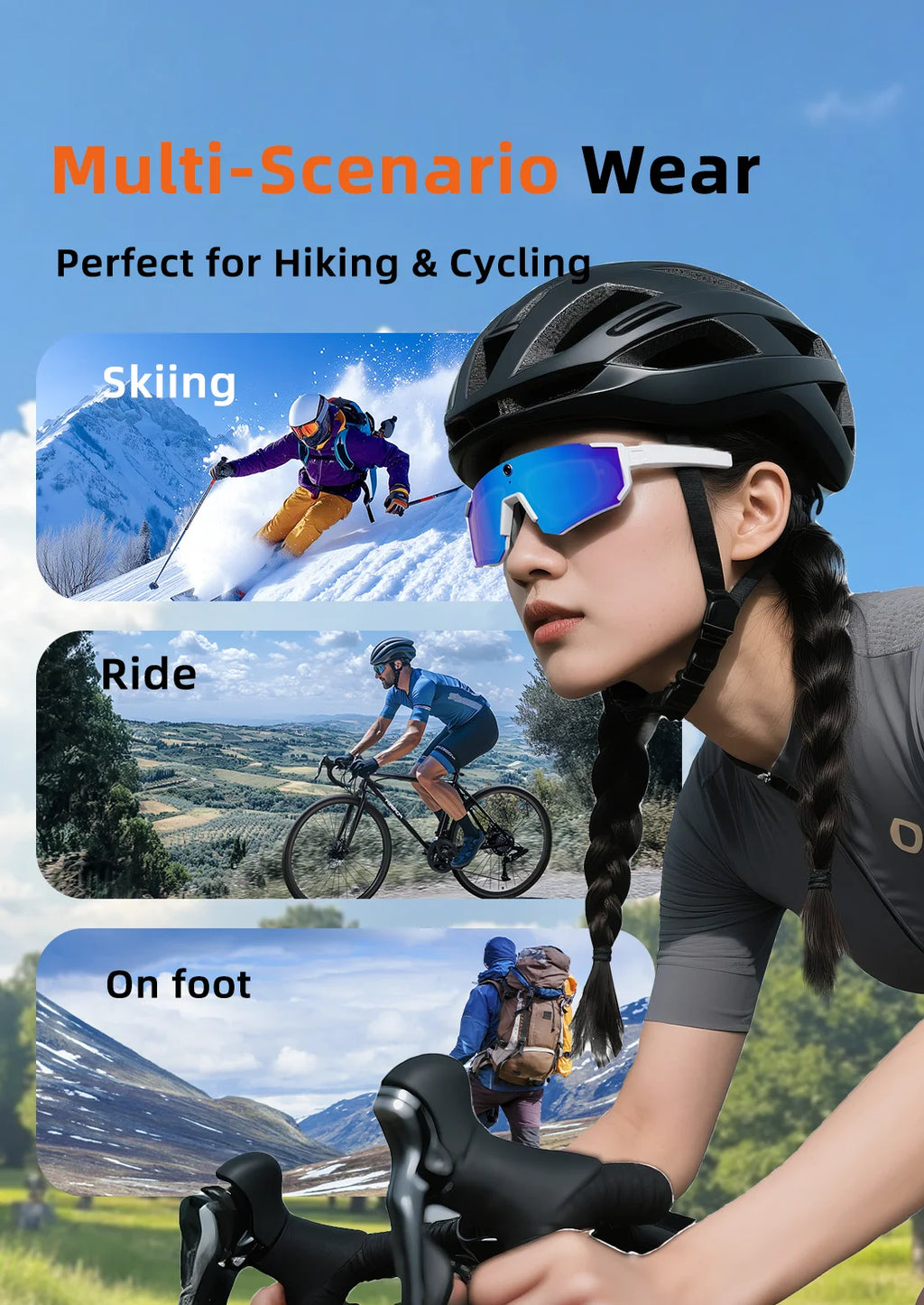 New Ai Intelligent Glasses For Outdoor Cycling Goggles With 800w Camera And High-definition Anti Shake Mini Recording Glasses