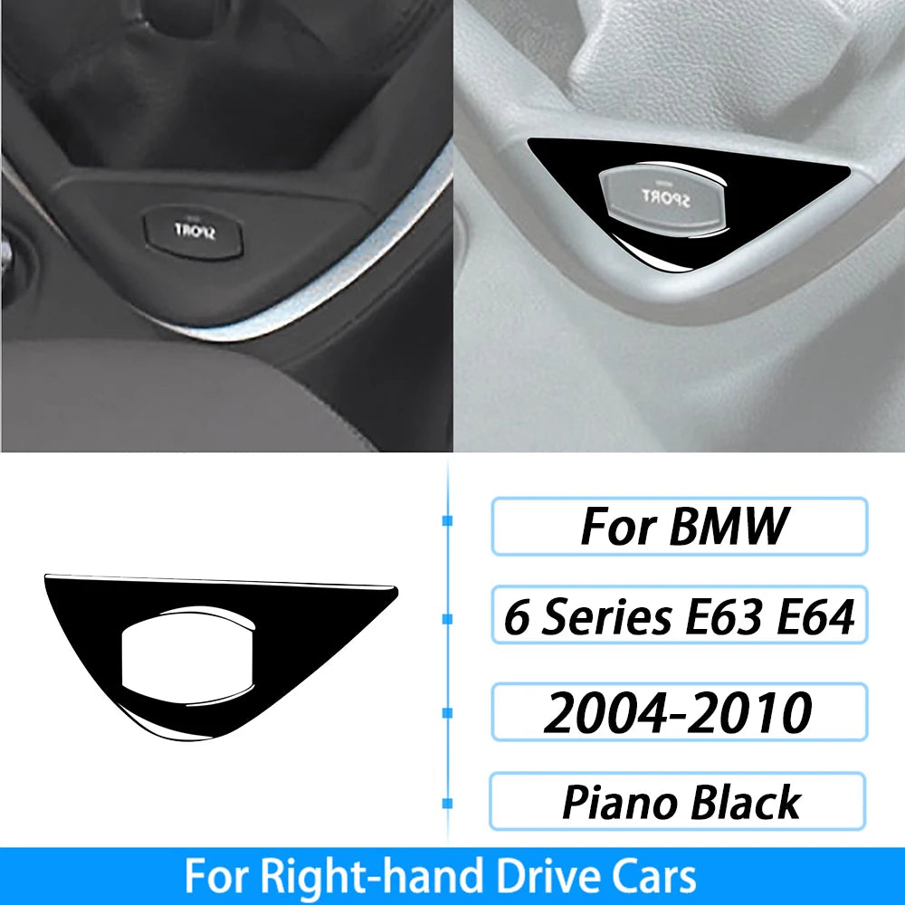 For BMW M6 6 Series E63 E64 2004-2010 Piano Black Gear Shift Air Outlet Window Lift Panel Set Car Interior Accessories Sticker