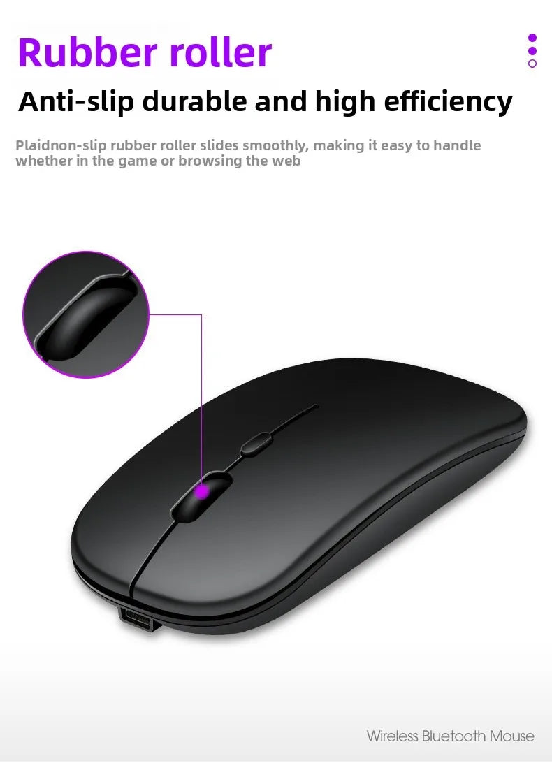 Rechargeable Wireless Mouse Bluetooth-compatible 2.4GHz Dual Modes Computer Mice with Nano Receiver for PC Laptop Macbook