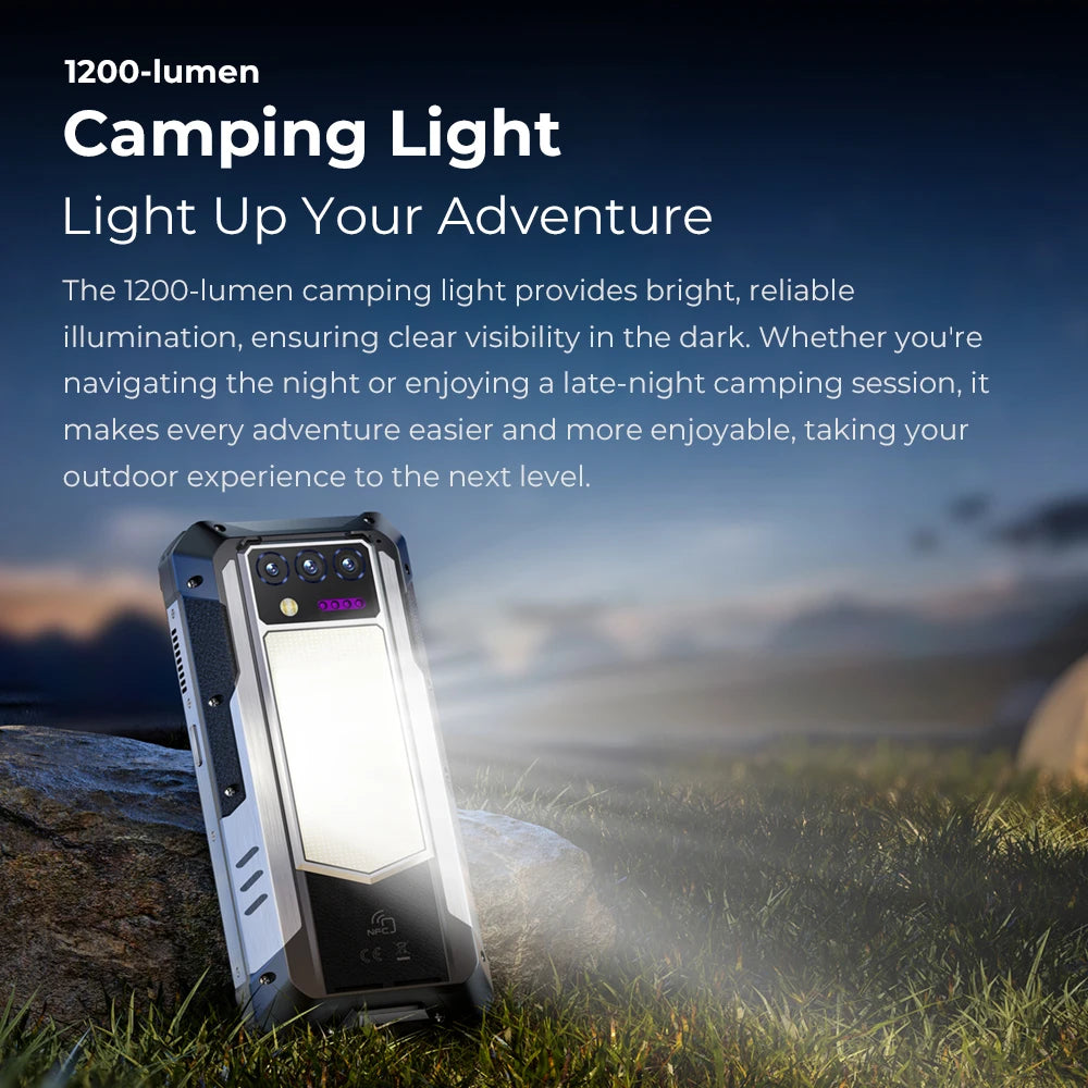 OUKITEL WP100 Rugged Phone - 33000mAh, Laser Rangefinder, Camping Light, 200MP, 36GB+512GB, 6.8" FHD+, NFC GPS 5G Smartphone