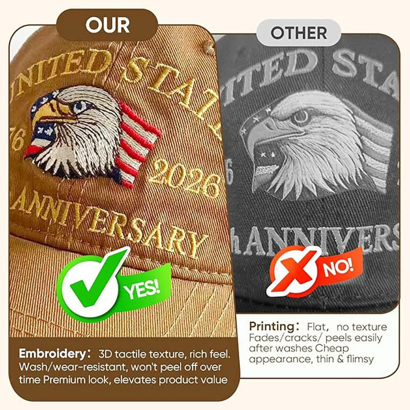 ABLECAP Unisex Dad Hat with USA Eagle Embroidery 250th Anniversary Outdoor Sunscreen Baseball Cap for Men And Women