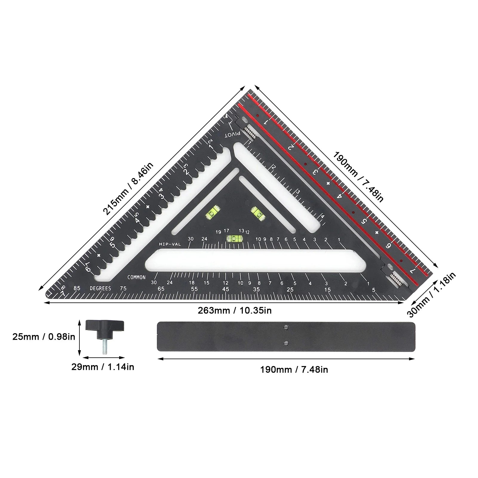 Triangle Ruler 90 Degree Clear Scales Carpenter  for Furniture Architectural Designs for Architects Designers Students
