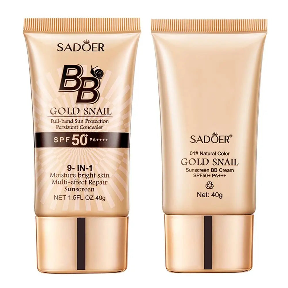 SADOER Gold Snail BB Cream Sunscreen Concealer Foundation Moisturizing Cream Daily Skin Care Sun Protection Isolation 40g 2026