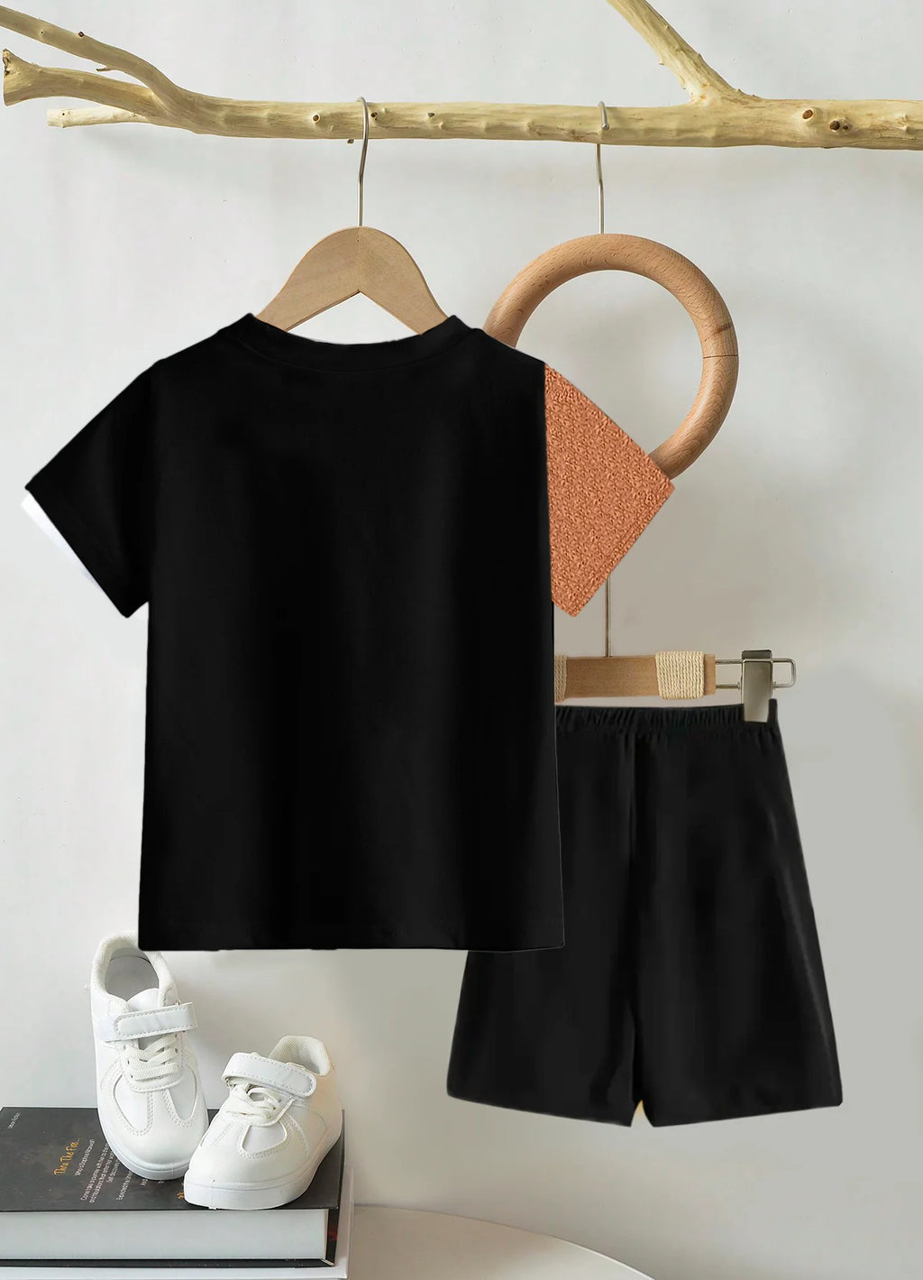 Summer Simple And Fashionable Short-Sleeved Set Imitating Plush Bear Patterns