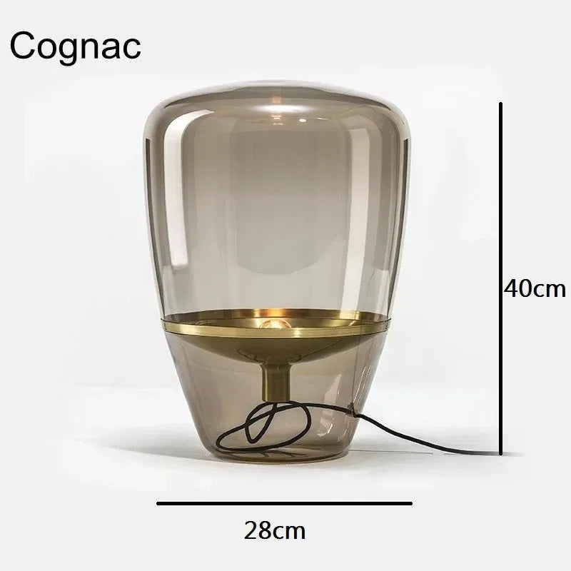 Postmodern Smoky Gray Glass Table Lamp Italian Creative Art Desktop Decoration Stand Lights Living Room Bedroom Hotel Lighting