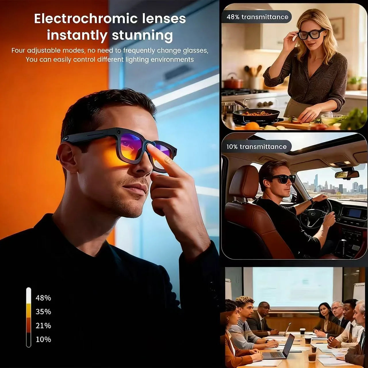2026 AI Smart Glasses: AI Voice Translation, Video, Bluetooth Call, Music Touch Photochromic Lenses Hands-free, Universal Gift