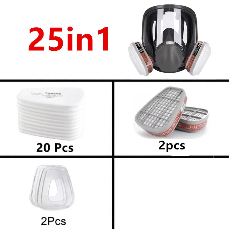 27 In 1 6800 Industrial Painting Spraying Respirator Gas Mask 2 In 1 Suit Safety Work Filter Dust Full Face Mask Replace MMM