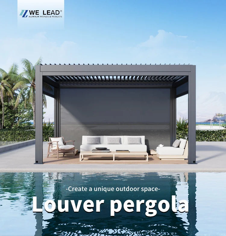 Garden Adjustable Outdoor Gazebo Customized Modern Bioclimatic Motorized Aluminium Louver Pergola