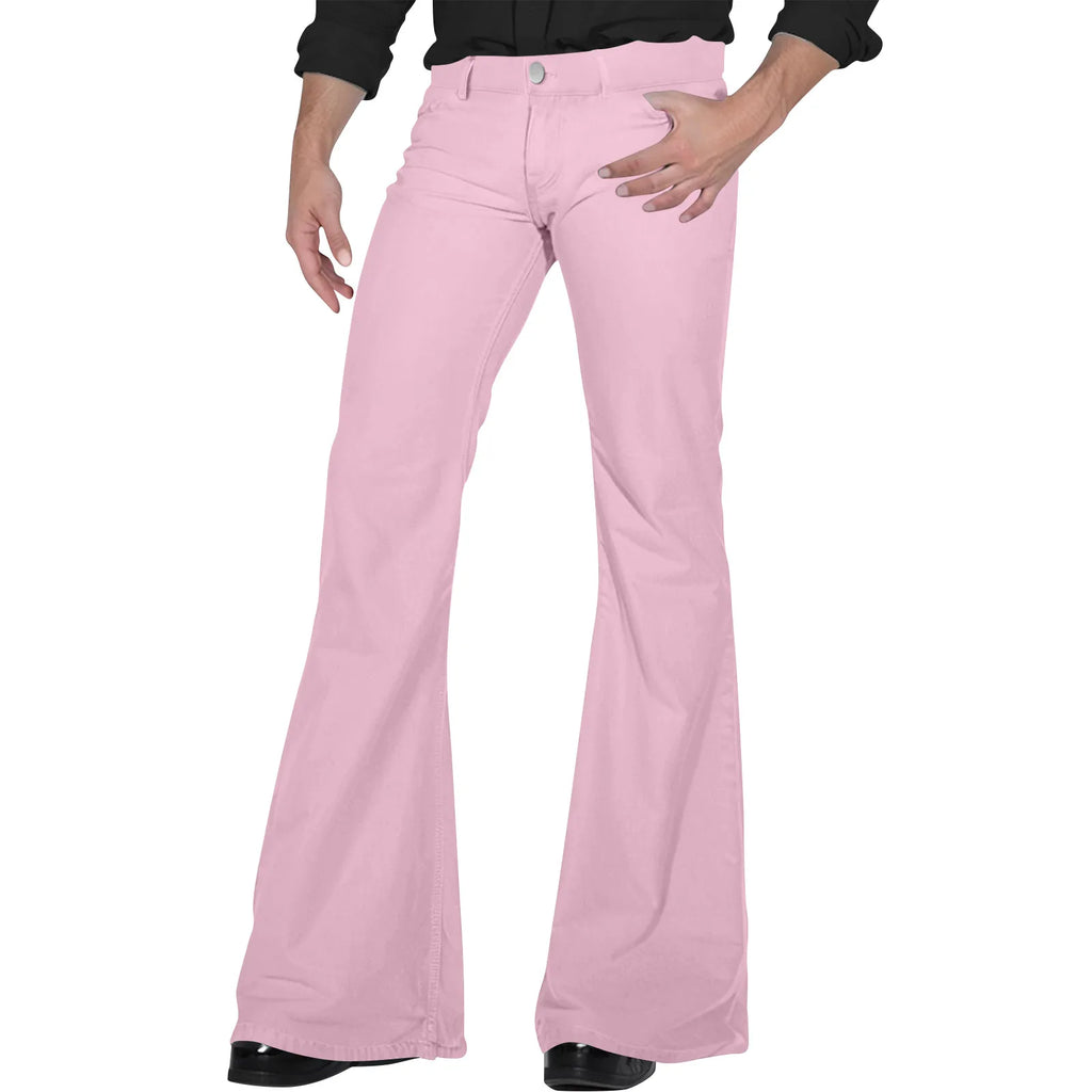 Men's fashion Retro Disco Flared Pants Loose Stretch Vintage Trousers Fit Flared Comfortable Retro Stretch Twill Men's Trousers