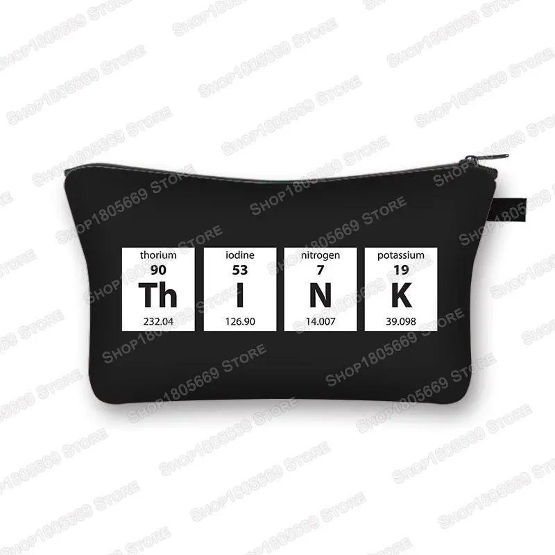 Periodic Table of Elements Print Cosmetic Case Women Makeup Bags Coffe Letters Zipper Pouch Lipstick Organizer for Cosmetics Bag