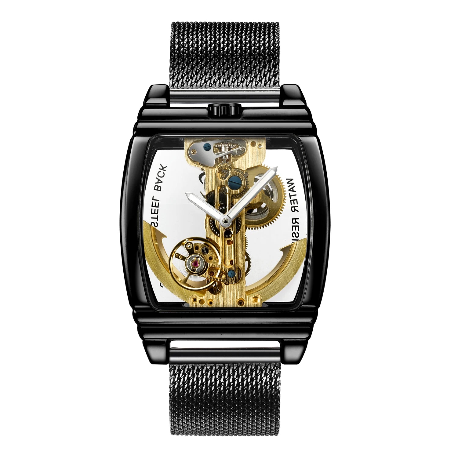 Luxury Transparent Automatic Mechanical Men Watch Steampunk Skeleton Gear Self Winding Leather Men's Clock Watches montre homme