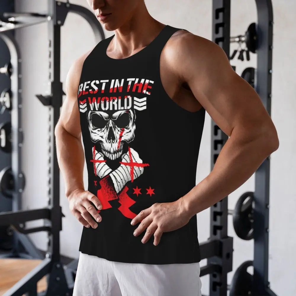 Graphic Wrestling CM Punk Best In The World Workout Tank Tops Sleeveless Shirt Bodybuilding Fitness Gym Compression Vest