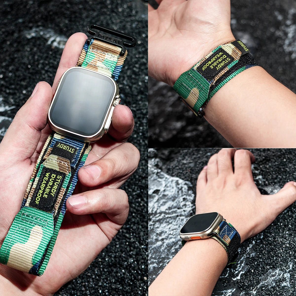 Tactical Sports Strap for Apple Watch Ultra 2 Band 49mm 46 44mm 41mm 45mm 40 42mm Nylon Band for Iwatch Series 10 9 8 7 6 SE 5 4