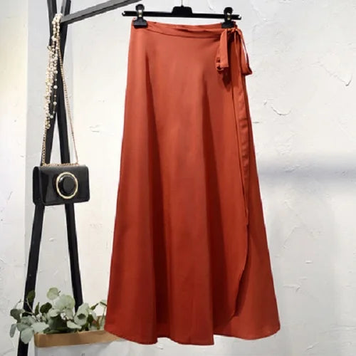 Vacation Style Wrap Skirt Beachside Long Skirt Women's High Waist A-Line Midi Skirt Floral Print One-Piece Summer Spring