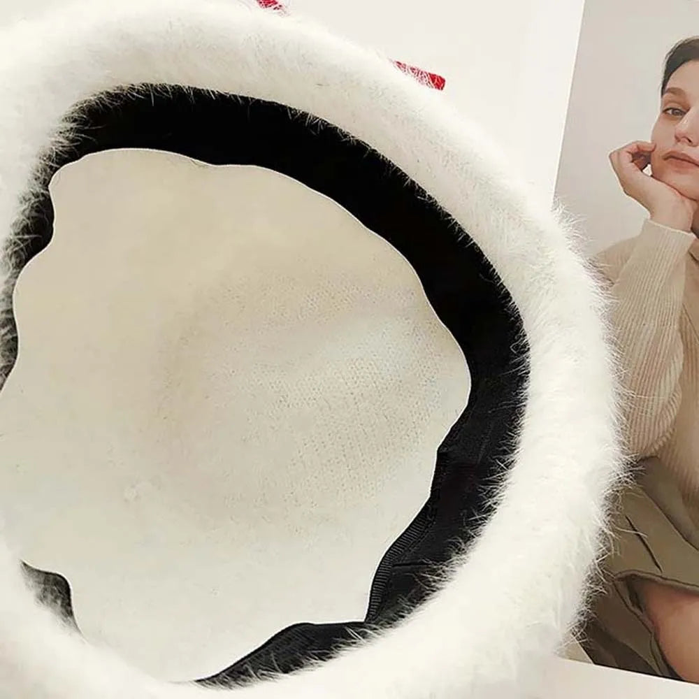 Top Hat Vintage Looking Black Bowler Hats Japanese Style Versatile Woolen Bucket Cap Plush Bow White Dome Hat Party