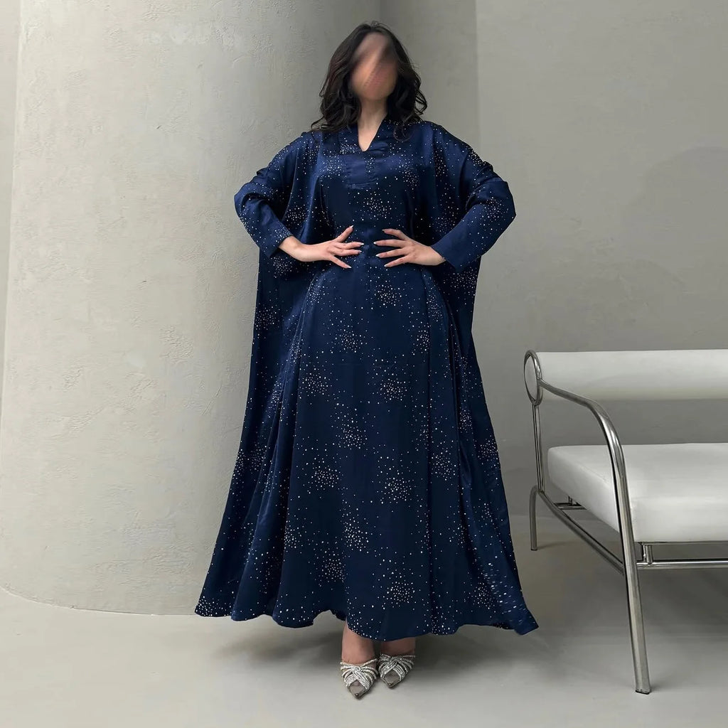 Eid Muslim Abaya Women Diamond Dress Party Night Ramadan Arab Dubai Dresses Kaftan Vestidos Largos Long Robe Jalabiya 2025