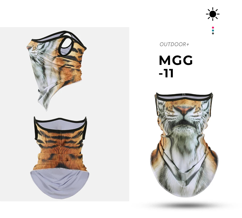 3D Animals Magic Scarf Bandana Breathable Neck Warmer Gaiter Hanging Ear Outdoor Sports Triangle Face Mask Neckerchief Summer