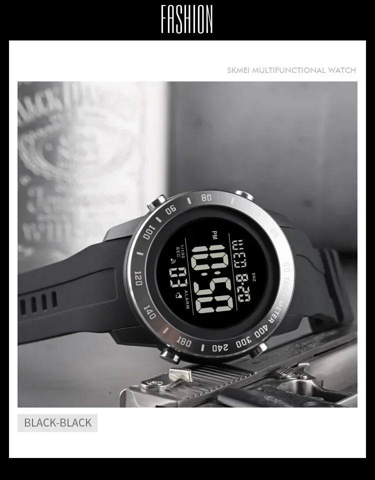 SKMEI 1524 2 Time LED Digital Wristwatches For Mens Waterproof Chrono Count Down Male Hour montre homme Big Dial Sport Men Watch