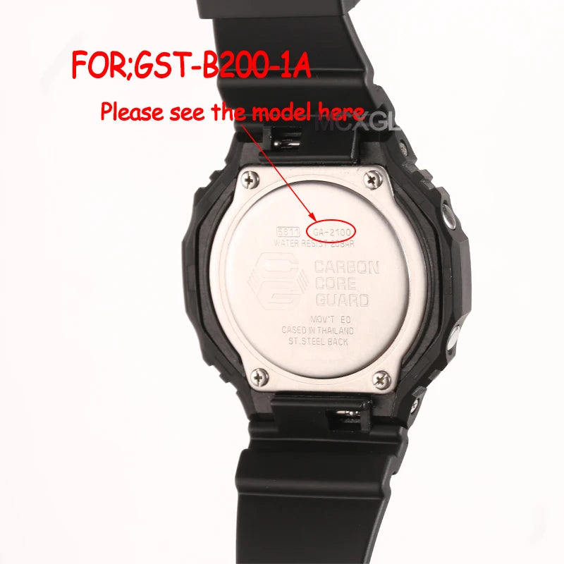 Resin Watchband Suitable for Casio GST-B200-1A Replacement Band GST-B200 Men's Sports Waterproof Rubber Strap Watch Accessories