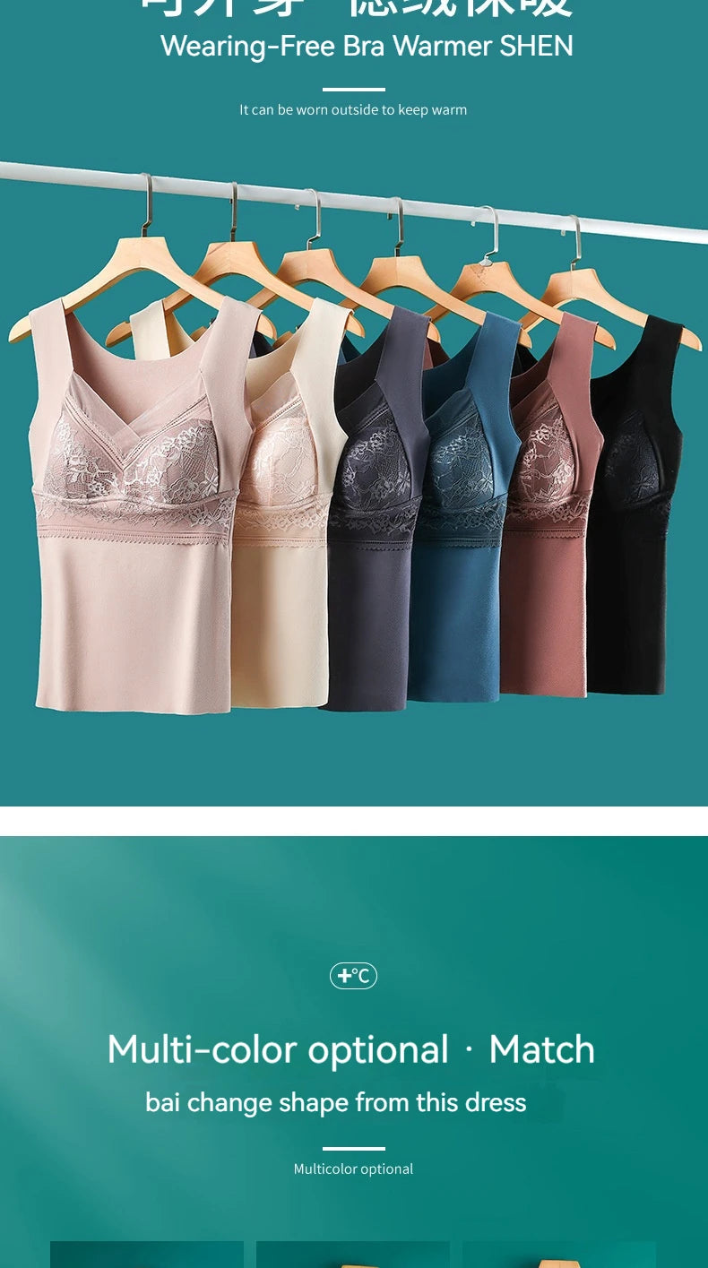 Women Thermal Underwear Winter  Bottoming Top Seamless Thick Double Layer Warm Lingerie Warm bra Sports underwear