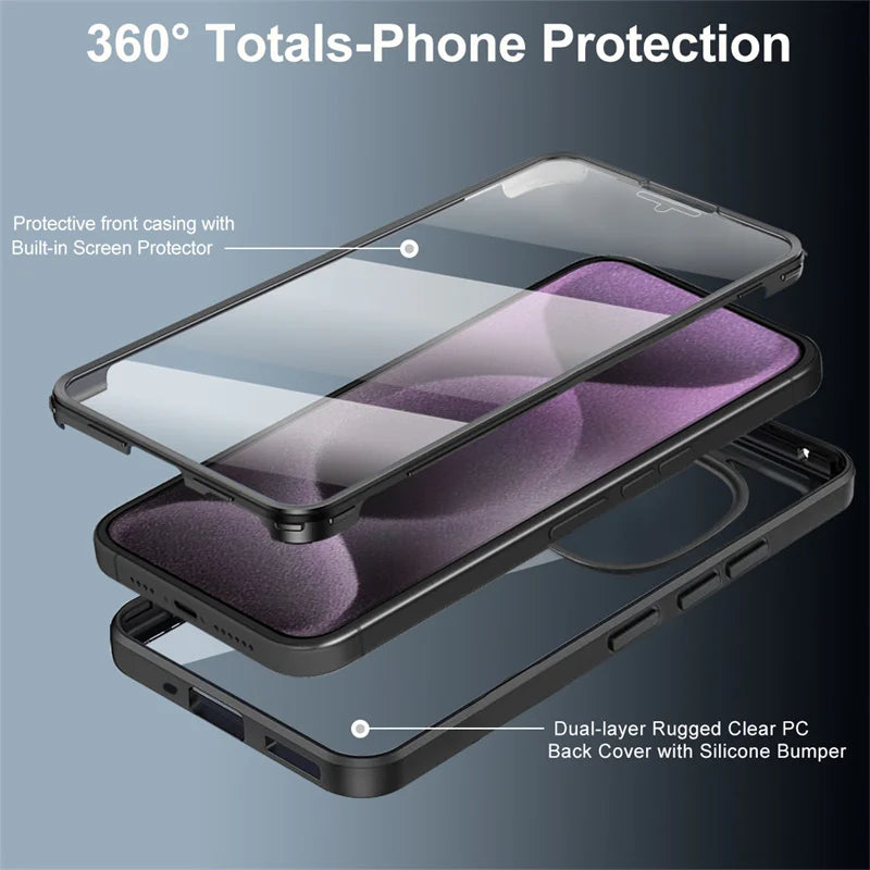 For Xiaomi Poco X7 5G Case 360 Sided Full Protect Back Cover for Pocco Poko Little X7 X 7 7X  Pocox7 Clear Screen TPU+PC Funda