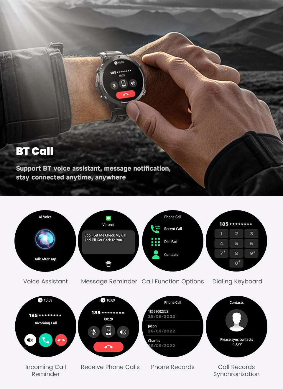 2026 Military TANK X3 Smart Watch Men 1.73" AMOLED Screen 5ATM Waterproof 1000mAh Battery GPS Sports Fitness Track Smart Watches