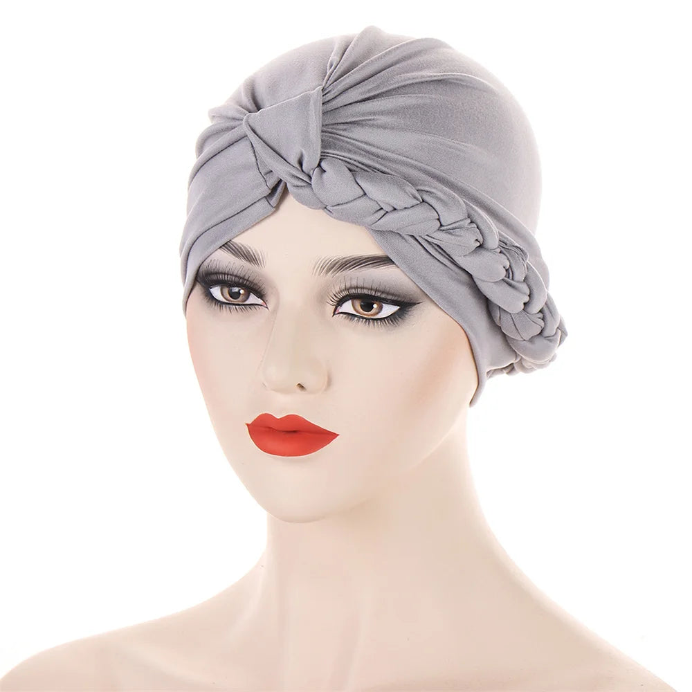 New Women Velvet Turban Hat Muslim Twist Solid Color Hijab Chemo Cap Head Wrap Headscarf Beanies Bonnet Headscarf Turbante Mujer