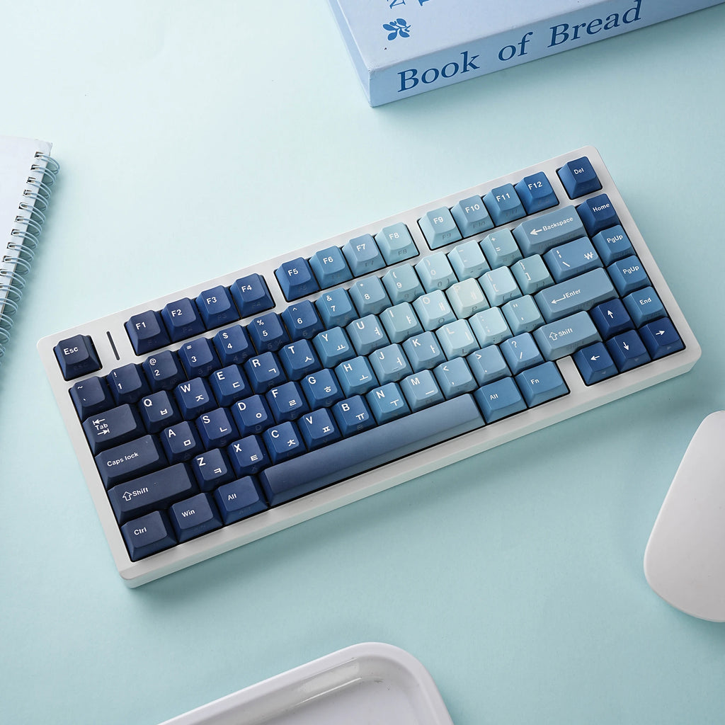 Korean Keycap French Azerty Russian Spanish 130Key Cherry PBT MX Mechanical Keyboard Japanese KR/JP/FR Blue Hangul Keycap
