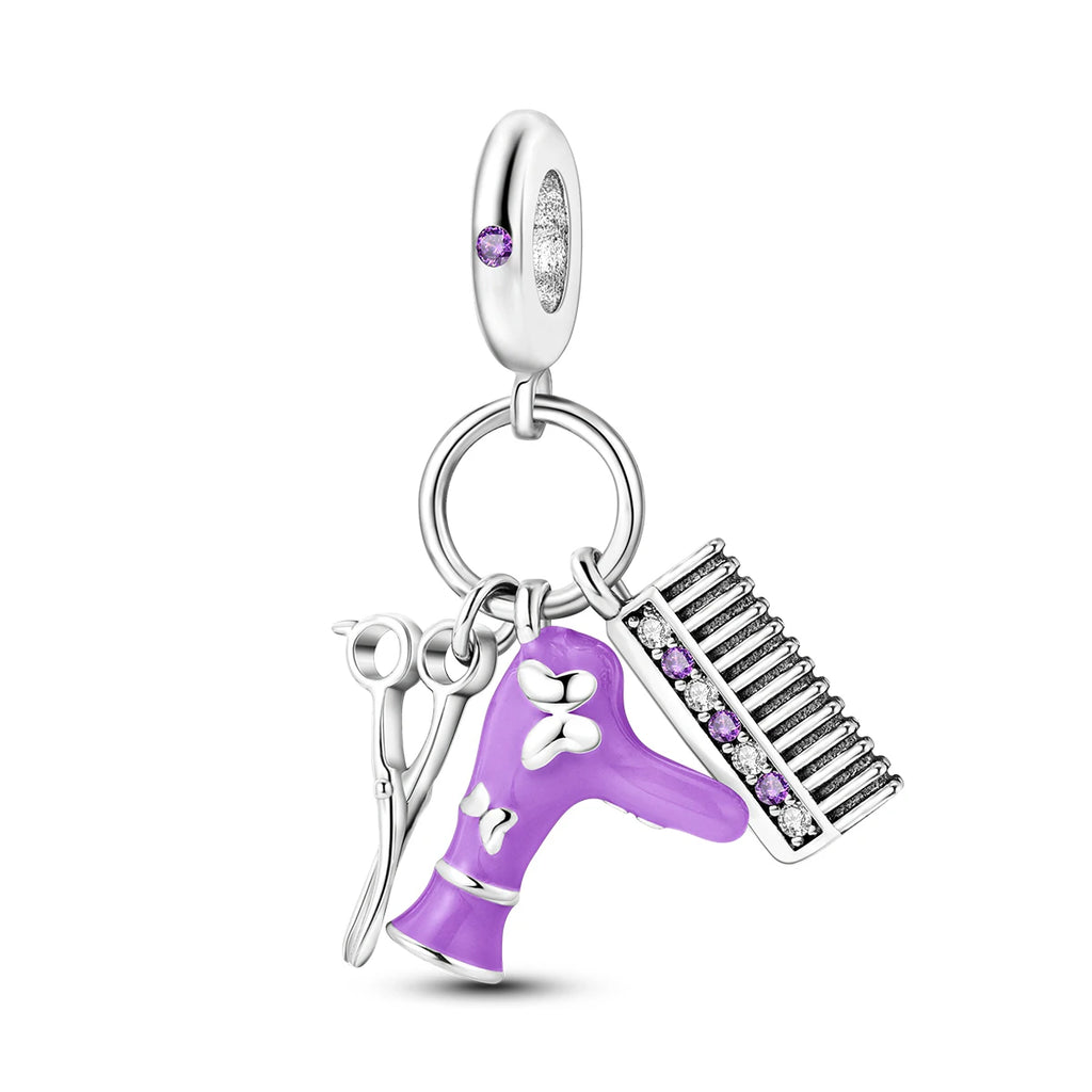 925 Silver Lipstick High Heels Charms For Lady Pendant Fit Original Bracelet DIY Ornament