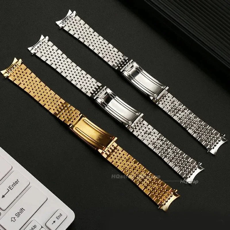 Curved End Stainless Steel Bracelet for Omega Replacement Wristband for Seamaster 18mm 19mm 20mm Men Women Watch Strap Accessory