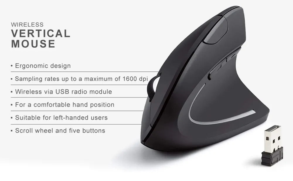 Vertical Ergonomic Gaming Mouse Wireless Rechargeable Gamer Mouse Kit Optical 2.4G Mouse For PC Laptop Computer Desktop USB Mice